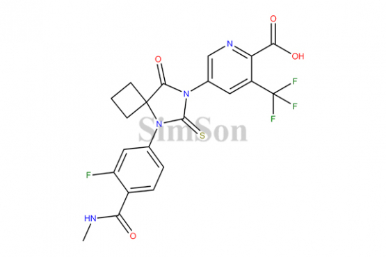 5-(5-(3-fluoro-4-(methylcarbamoyl)phenyl)-8-oxo-6-thioxo-5,7-diazaspiro[3.4]octan-7-yl)-3-(trifluoromethyl)picolinic acid