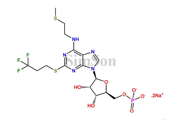 Sodium((2S,3R,4S,5S)-3,4-dihydroxy-5-(6-((2-(methylthio)ethyl)amino)-2-((3,3,3,-trifluoropropyl)thio)9H-purin-9-yl)tetrahydrofuran-2-yl)methyl phosphate